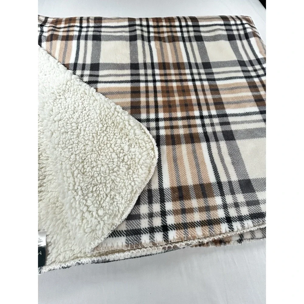 Montauk Autumn Plaid Polyester Flannel Blanket 48